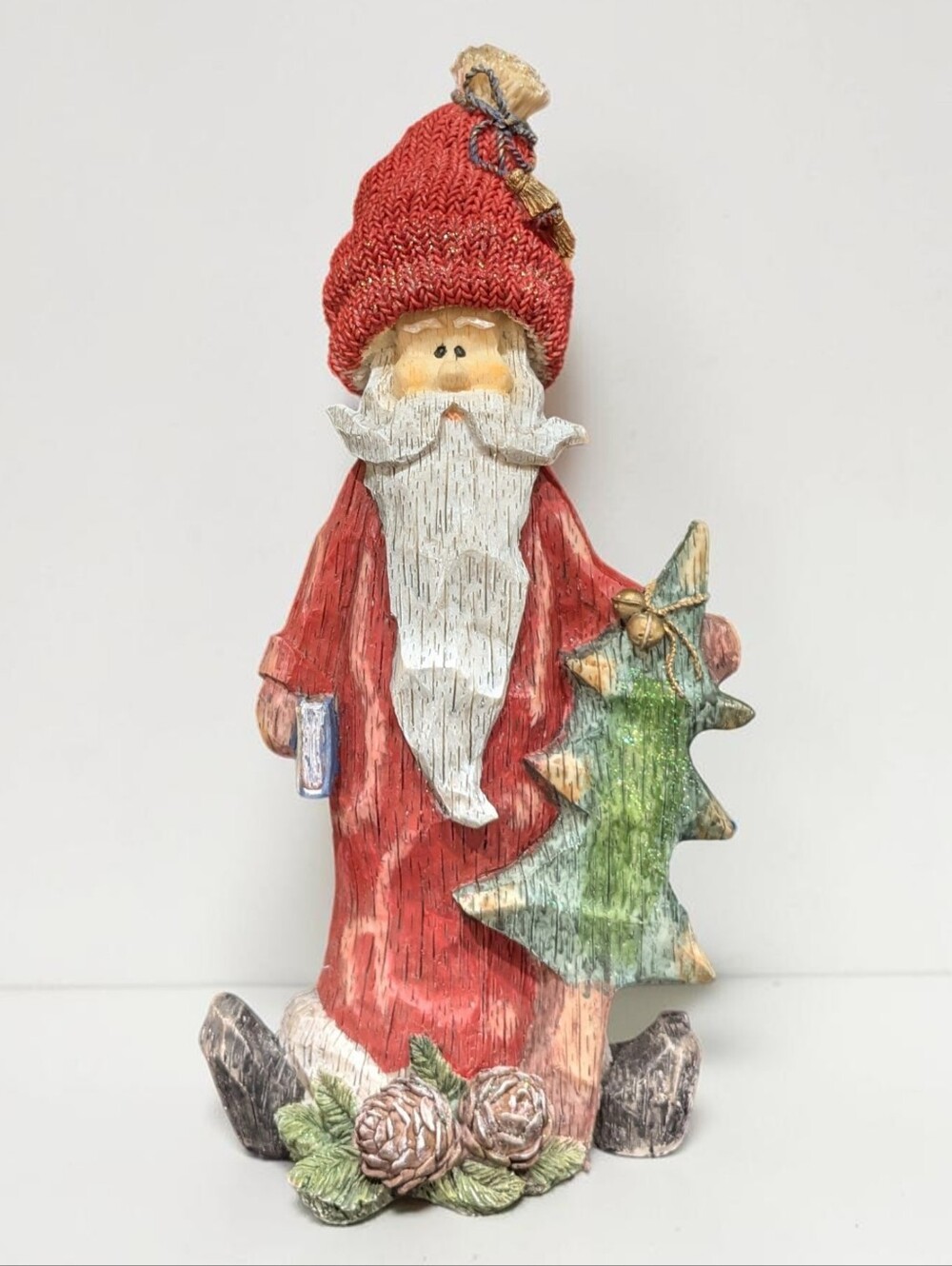 Ganz Rustic Folk Art Resin Santa Claus Figurine with Tree 12"